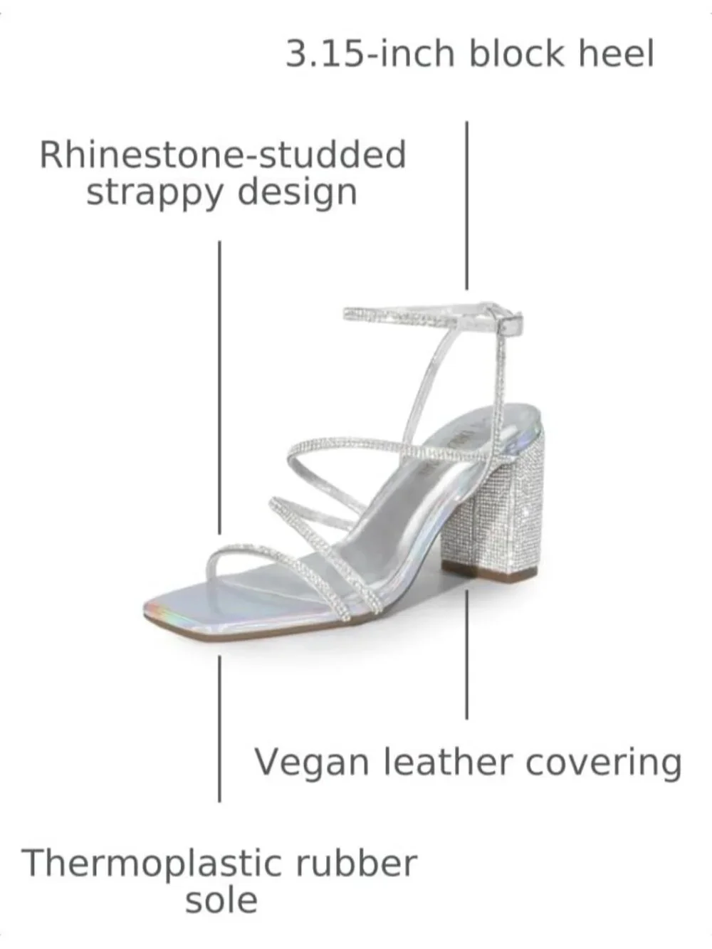 Dream Pairs Women's Silver Rhine Open Toe Sleek Straps Chunky Block Heel Sandals